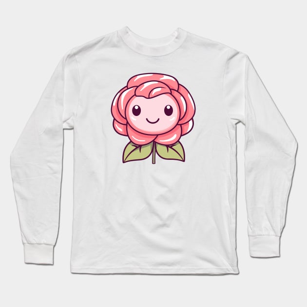 cute rose flower cartoon, kids design v2 Long Sleeve T-Shirt by H2Ovib3s